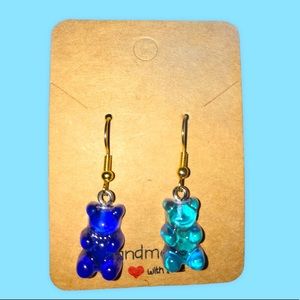 Blue gummy bear earrings non-tarnish.